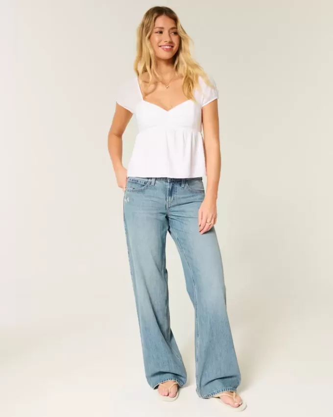 Low-Rise Medium Wash Butterfly Graphic Baggy Jeans Low-Rise Medium Wash Butterfly Graphic Baggy Jeans