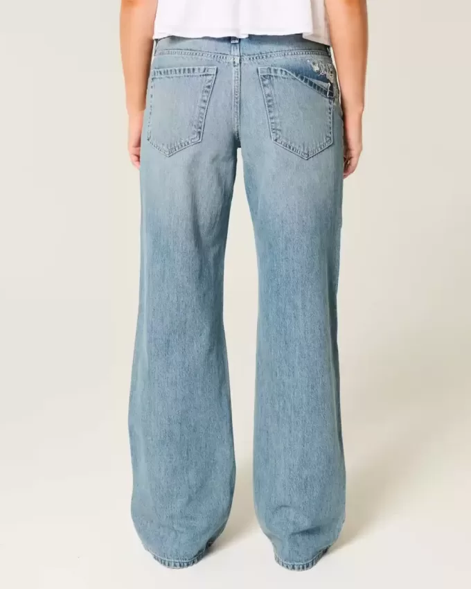 Low-Rise Medium Wash Butterfly Graphic Baggy Jeans Low-Rise Medium Wash Butterfly Graphic Baggy Jeans