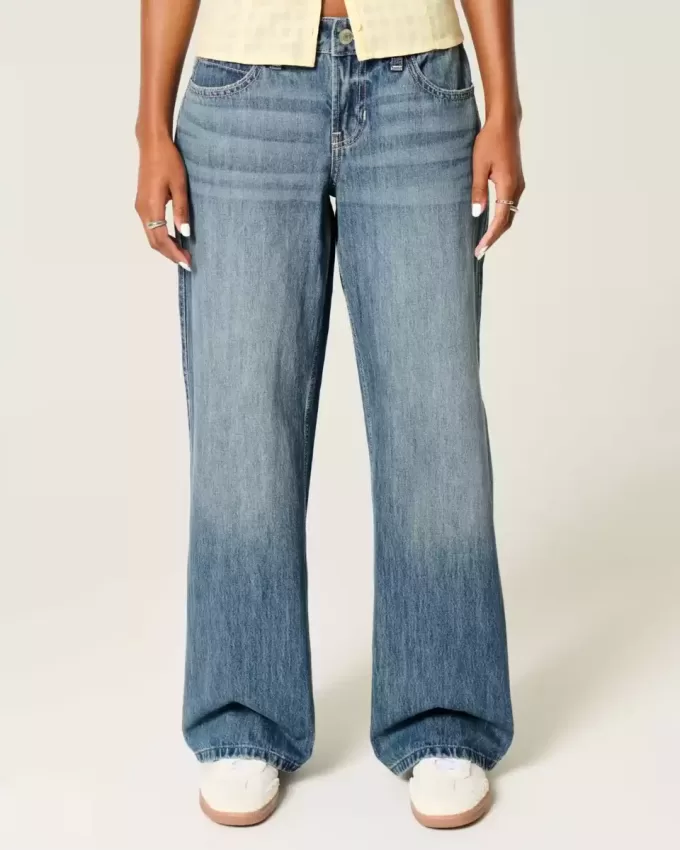 Low-Rise Medium Wash Los Angeles Graphic Baggy Jeans Low-Rise Medium Wash Los Angeles Graphic Baggy Jeans