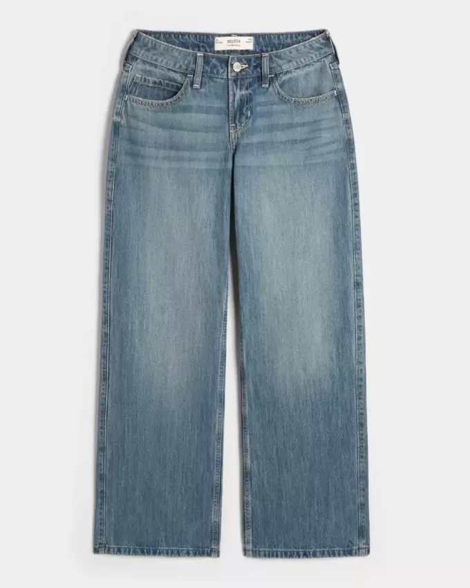 Low-Rise Medium Wash Los Angeles Graphic Baggy Jeans Low-Rise Medium Wash Los Angeles Graphic Baggy Jeans