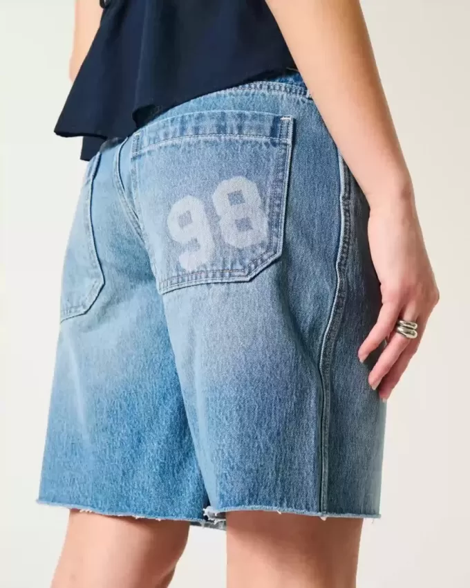 Low-Rise Medium Wash Number Graphic Baggy Jort Low-Rise Medium Wash Number Graphic Baggy Jort
