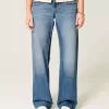 Low-Rise Medium Wash Studded Hearts Baggy Jeans