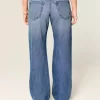 Low-Rise Medium Wash Studded Hearts Baggy Jeans