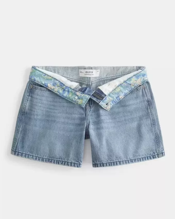 Low-Rise Medium Wash Vikbar midja Baggy jeansshorts 5″ Low-Rise Medium Wash Vikbar midja Baggy jeansshorts 5″