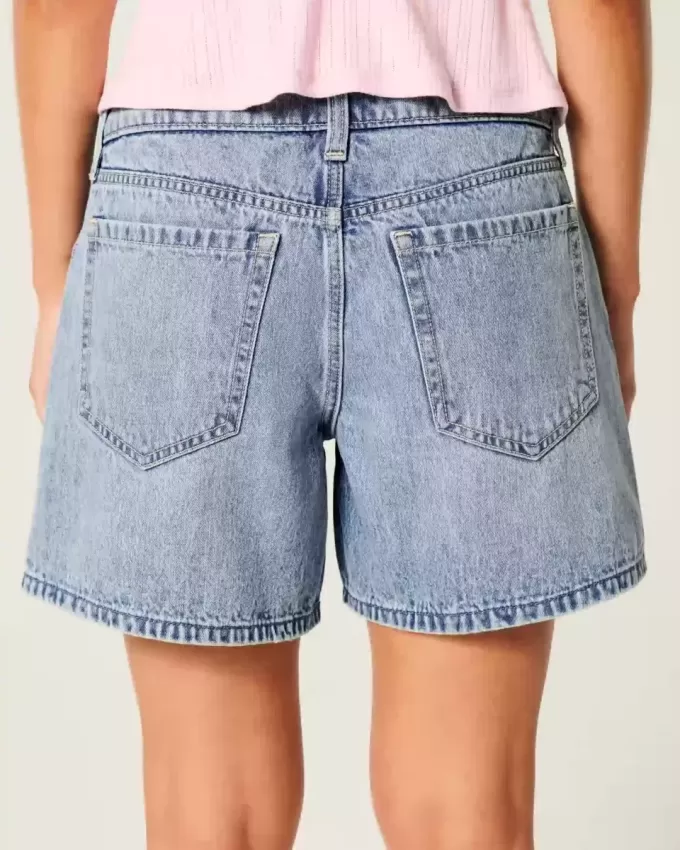 Low-Rise Medium Wash Vikbar midja Baggy jeansshorts 5″ Low-Rise Medium Wash Vikbar midja Baggy jeansshorts 5″