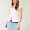 Low-Rise Railroad Stripe Denim Mini Skort