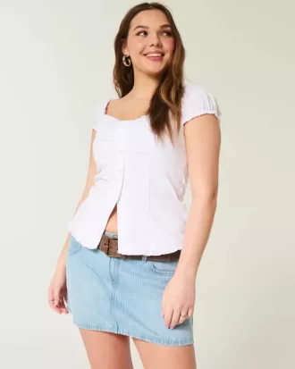 Low-Rise Railroad Stripe Denim Mini Skort Low-Rise Railroad Stripe Denim Mini Skort