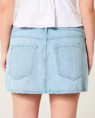 Low-Rise Railroad Stripe Denim Mini Skort Low-Rise Railroad Stripe Denim Mini Skort