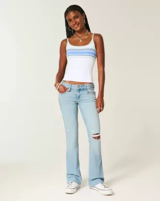 Low-Rise Ripped Light Wash Broderade Bootcut-jeans Low-Rise Ripped Light Wash Broderade Bootcut-jeans