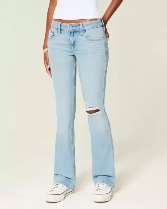 Low-Rise Ripped Light Wash Broderade Bootcut-jeans Low-Rise Ripped Light Wash Broderade Bootcut-jeans