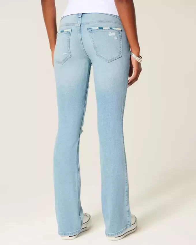Low-Rise Ripped Light Wash Broderade Bootcut-jeans Low-Rise Ripped Light Wash Broderade Bootcut-jeans