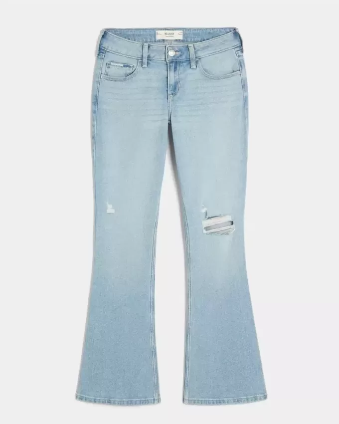 Low-Rise Ripped Light Wash Broderade Bootcut-jeans Low-Rise Ripped Light Wash Broderade Bootcut-jeans