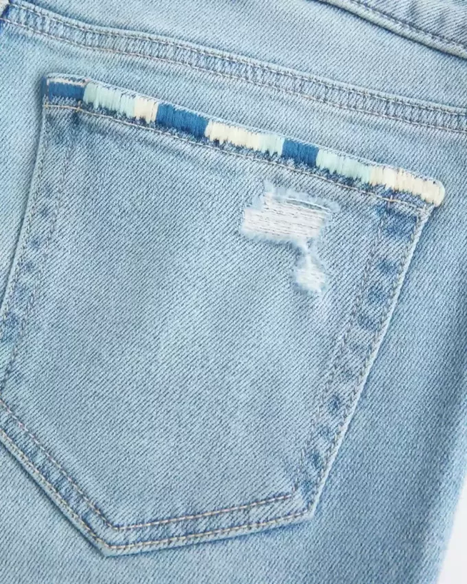 Low-Rise Ripped Light Wash Broderade Bootcut-jeans Low-Rise Ripped Light Wash Broderade Bootcut-jeans