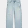 Low-Rise Ripped Light Wash Graphic Baggy Jeans Low-Rise Ripped Light Wash Graphic Baggy Jeans