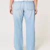 Low-Rise Ripped Light Wash Relaxed Straight Jeans