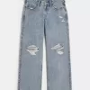 Low-Rise Ripped Medium Wash Baggy Jeans