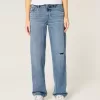 Low-Rise Ripped Medium Wash Loose Jeans Low-Rise Ripped Medium Wash Loose Jeans