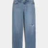 Low-Rise Ripped Medium Wash Loose Jeans Low-Rise Ripped Medium Wash Loose Jeans