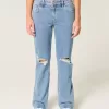 Low-Rise Ripped Medium Wash Relaxed Straight Jeans