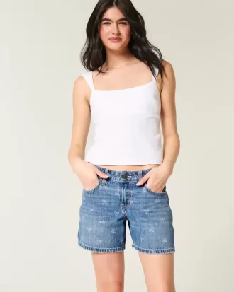 Low-Rise rosett mönster Baggy jeansshorts