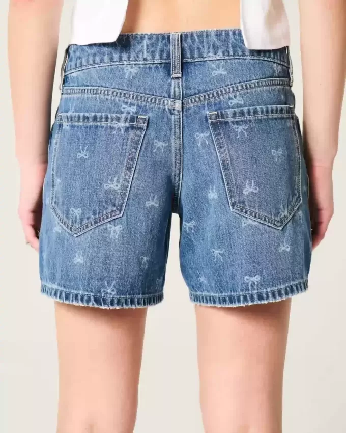 Low-Rise rosett mönster Baggy jeansshorts Low-Rise rosett mönster Baggy jeansshorts