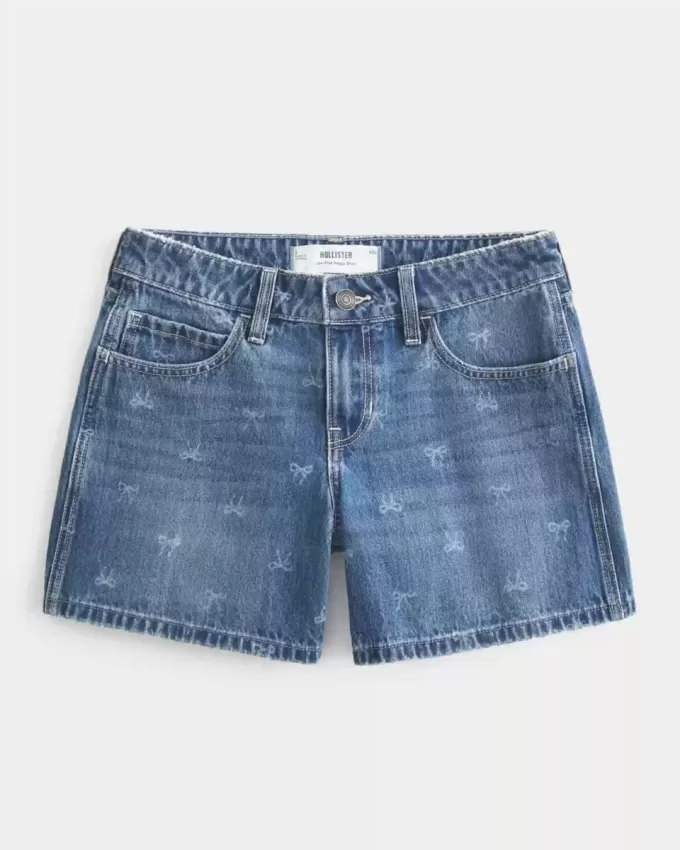Low-Rise rosett mönster Baggy jeansshorts Low-Rise rosett mönster Baggy jeansshorts
