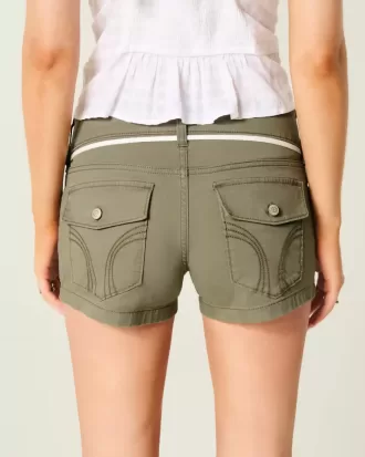 Low-Rise Skosnöre Midja Poplin Shortie Shorts