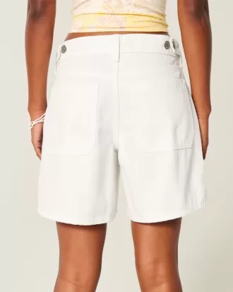Low-Rise vit justerbar midjeband Baggy Jort
