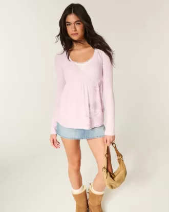 Lätt långärmad Babydoll Top med blommönster Lätt långärmad Babydoll Top med blommönster