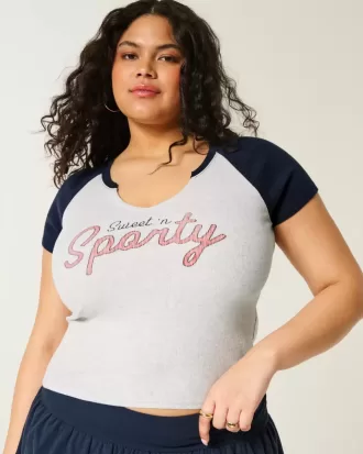 Lätt notch-neck Sweet ’n Sporty Graphic Baby Tee