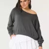 Lätt off-the-shoulder frotté sweatshirt