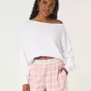 Lätt off-the-shoulder frotté sweatshirt