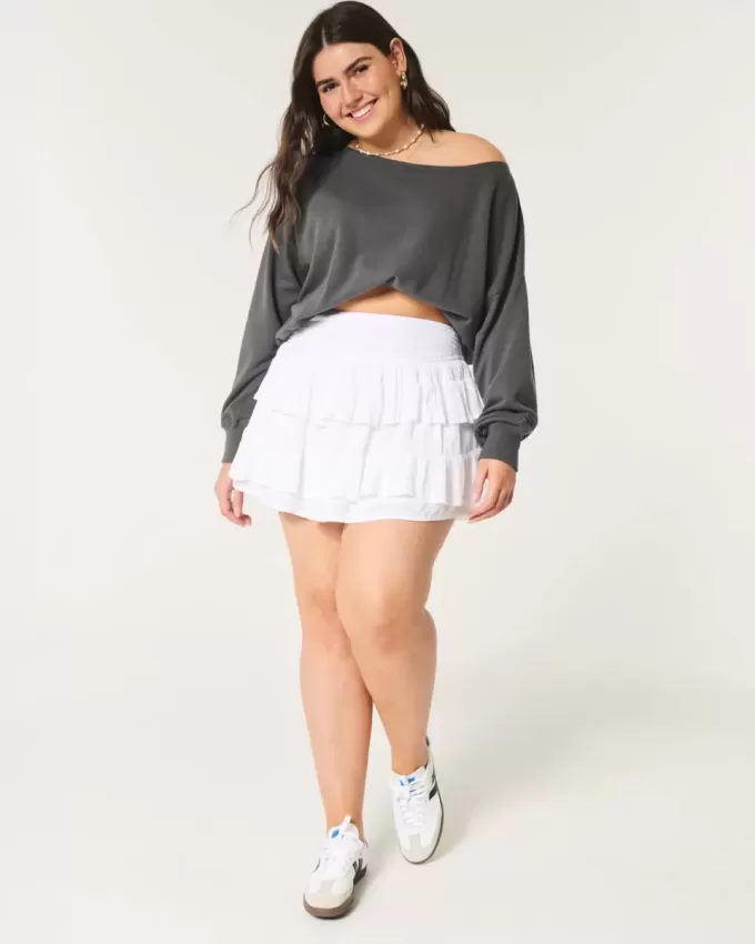 Lätt off-the-shoulder frotté sweatshirt