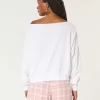 Lätt off-the-shoulder frotté sweatshirt