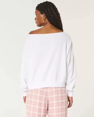 Lätt off-the-shoulder frotté sweatshirt