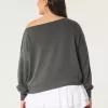 Lätt off-the-shoulder frotté sweatshirt
