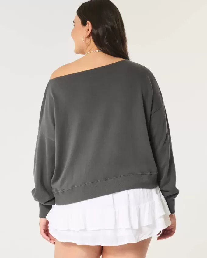 Lätt off-the-shoulder frotté sweatshirt