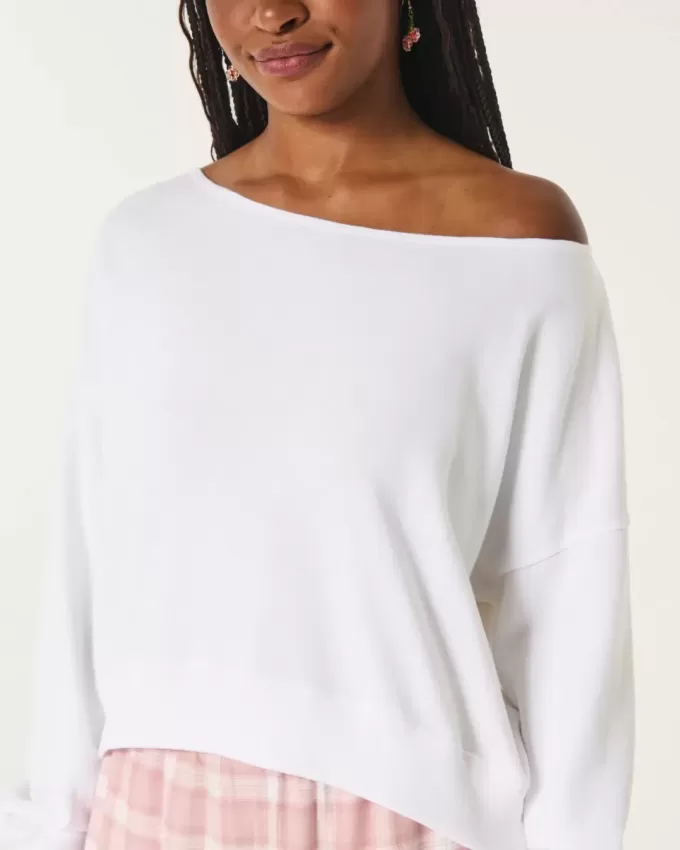 Lätt off-the-shoulder frotté sweatshirt