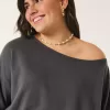 Lätt off-the-shoulder frotté sweatshirt