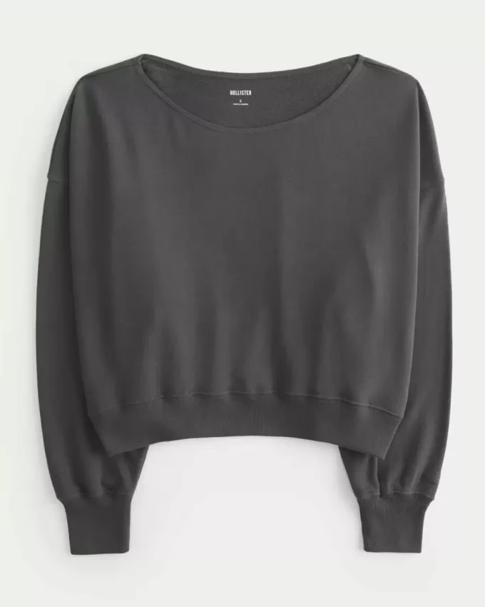 Lätt off-the-shoulder frotté sweatshirt