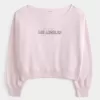 Lätt off-the-shoulder Los Angeles grafisk tröja Lätt off-the-shoulder Los Angeles grafisk tröja
