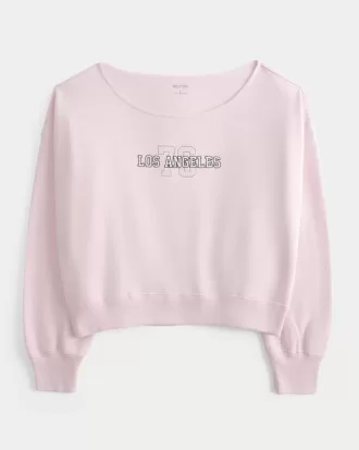 Lätt off-the-shoulder Los Angeles grafisk tröja