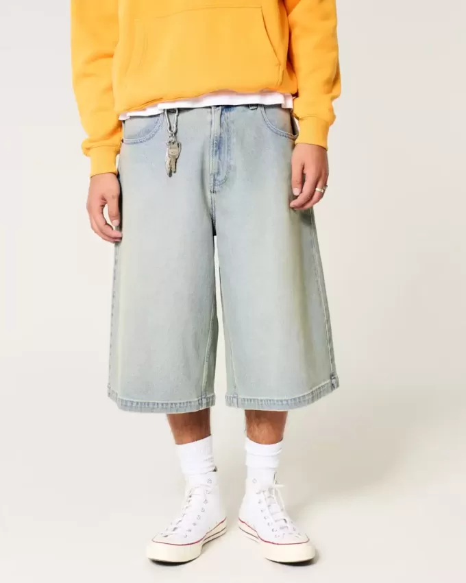 Lätt tvätt Halvlånga Skater Baggy Jeans Lätt tvätt Halvlånga Skater Baggy Jeans