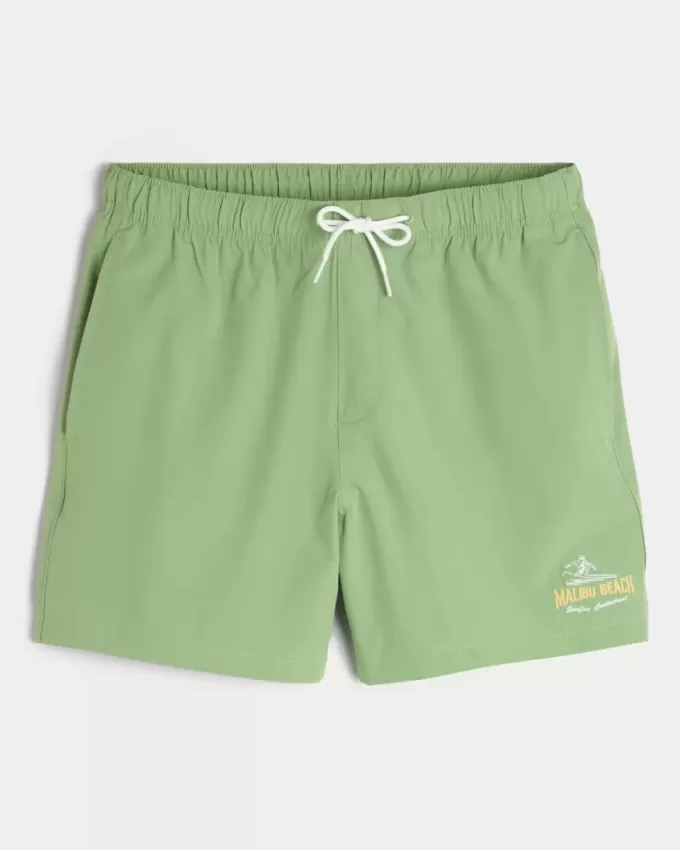 Malibu Beach Grafiska Mid-lår Volleybadbyxor Malibu Beach Grafiska Mid-lår Volleybadbyxor