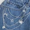 Medium Wash Broderad Chain Denim Mini Skort