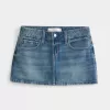 Medium Wash Broderad Denim Mini Skort Medium Wash Broderad Denim Mini Skort