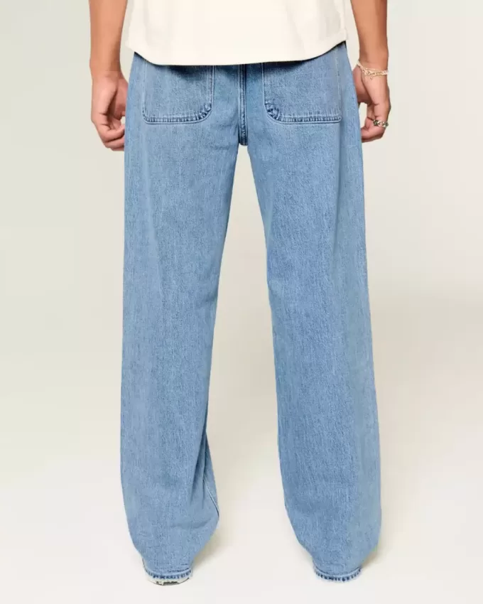 Medium Wash Broderade Baggy Jeans Medium Wash Broderade Baggy Jeans