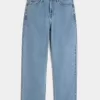 Medium Wash Broderade Baggy Jeans Medium Wash Broderade Baggy Jeans