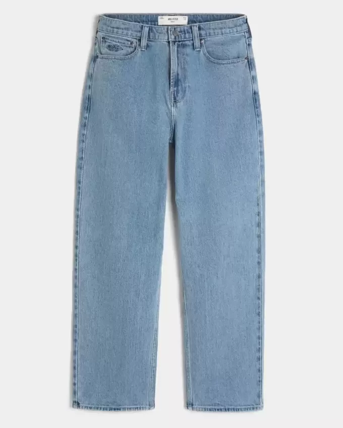 Medium Wash Broderade Baggy Jeans Medium Wash Broderade Baggy Jeans