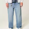Medium Wash Eagle Graphic Baggy Jeans Medium Wash Eagle Graphic Baggy Jeans